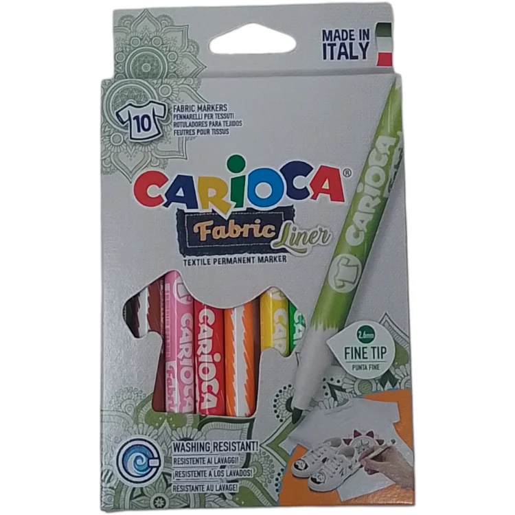 CARIOCA - FABRIC LINER (PENNARELLI PER TESSUTI) 10 PENNARELLI PUNTA FINE