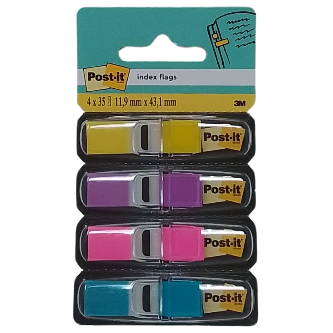 3M - POST-IT SEGNAPAGINA ADESIVI RIPOSIZIONABILI E SCRIVIBILI 11,9X43,1MM GIALLO/VIOLA/ROSA/AZZURRO