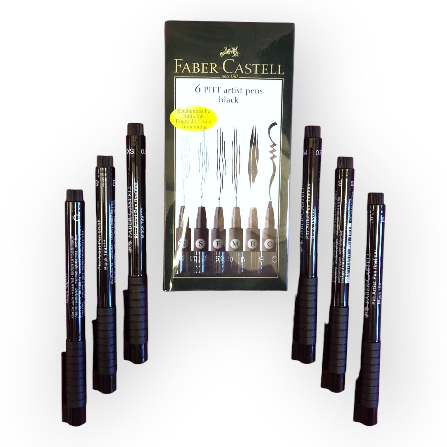Faber Castell 6 PITT ARTIST PENS BLACK