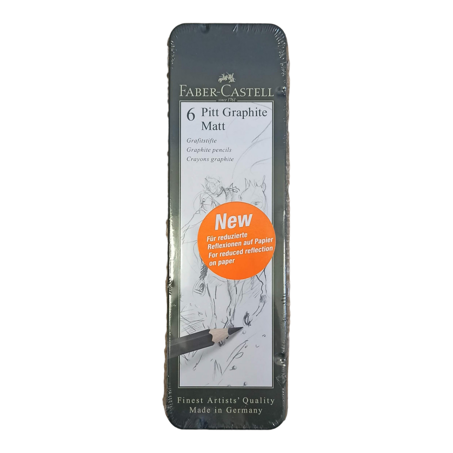Faber Castell Astuccio in metallo 6 Matite Pitt Grafite Matt