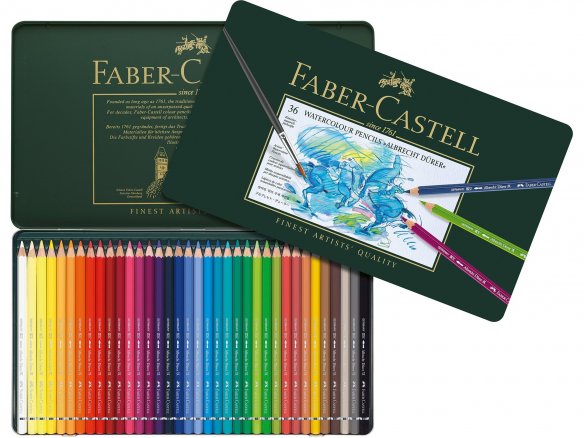 Faber Castell 12 Matite Colorate Acquerellabili + Pennello