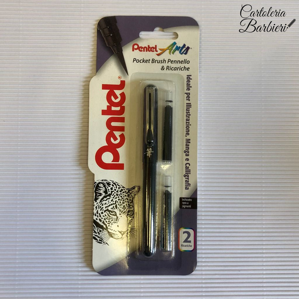 PENTEL Pocket Brush Pennello con Ricariche