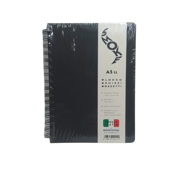 MORGANTINA - SMOKE BLOCCO SCHIZZI BOZZETTI CARTA RICICLATA 100GR A5 SPIRALE LL 160 PAGINE
