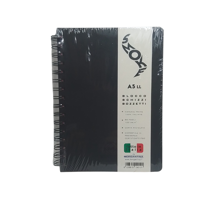 MORGANTINA - SMOKE BLOCCO SCHIZZI BOZZETTI CARTA RICICLATA 100GR A5 SPIRALE LL 160 PAGINE