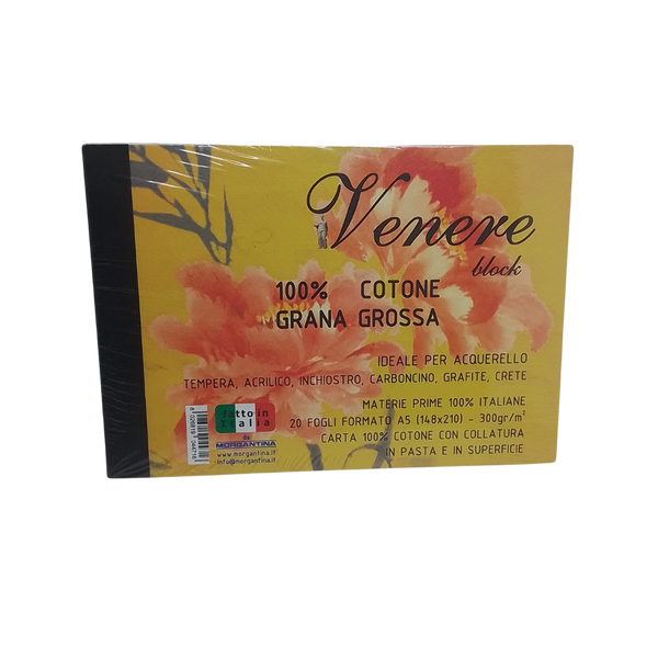 MORGANTINA - VENERE CARTA PER ACQUERELLO 300GR GRANA GROSSA A5 20 FOGLI
