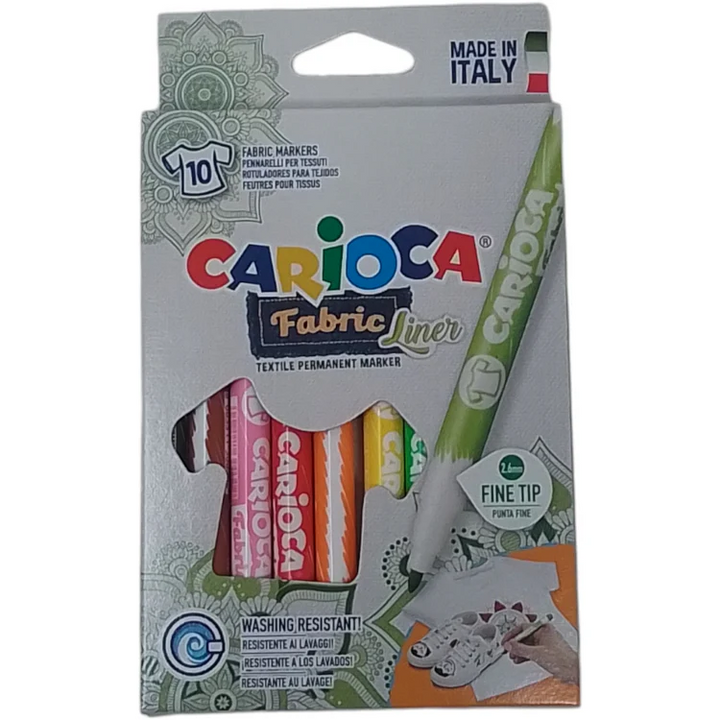 CARIOCA - FABRIC LINER (PENNARELLI PER TESSUTI) 10 PENNARELLI PUNTA FINE