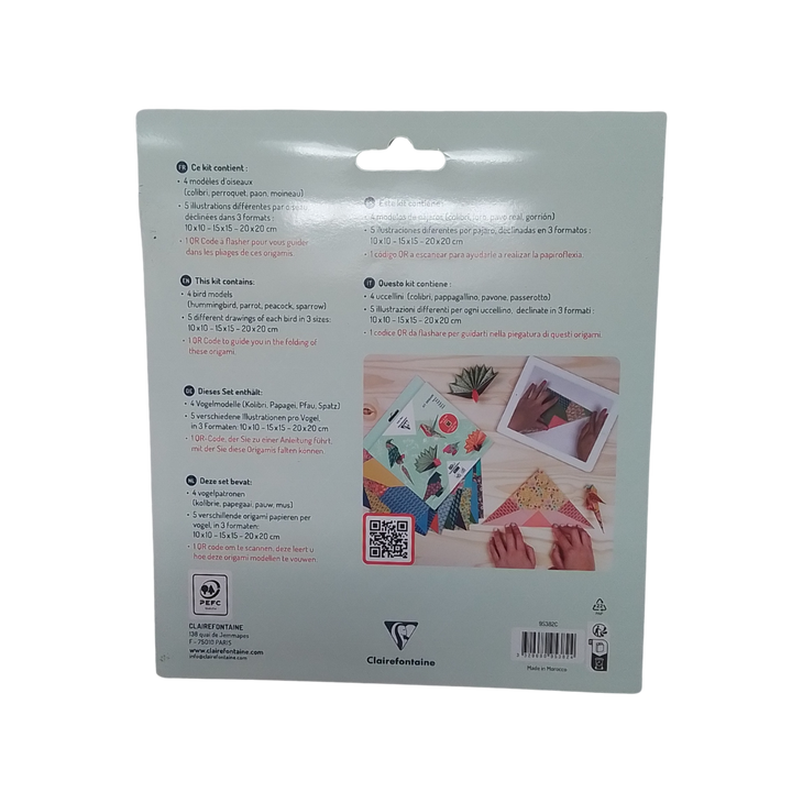 CLAIREFONTAINE - KIT ORIGAMI UCCELLI 10x10 - 15x15 - 20x20