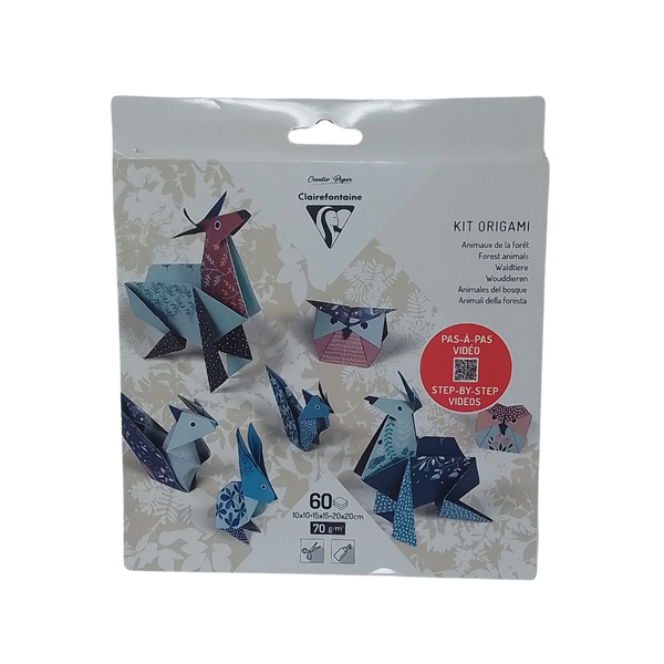 CLAIREFONTAINE - KIT ORIGAMI ANIMALI DELLA FORESTA 10X10 - 15X15 - 20X20