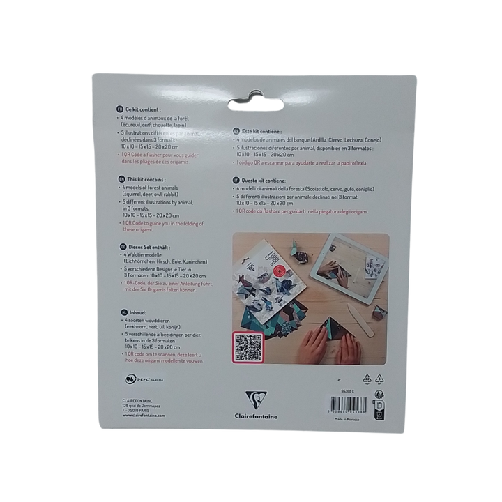 CLAIREFONTAINE - KIT ORIGAMI ANIMALI DELLA FORESTA 10X10 - 15X15 - 20X20