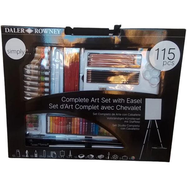 DALER ROWNEY - SET STUDIO COMPLETO CON CAVALLETTO 115 PEZZI