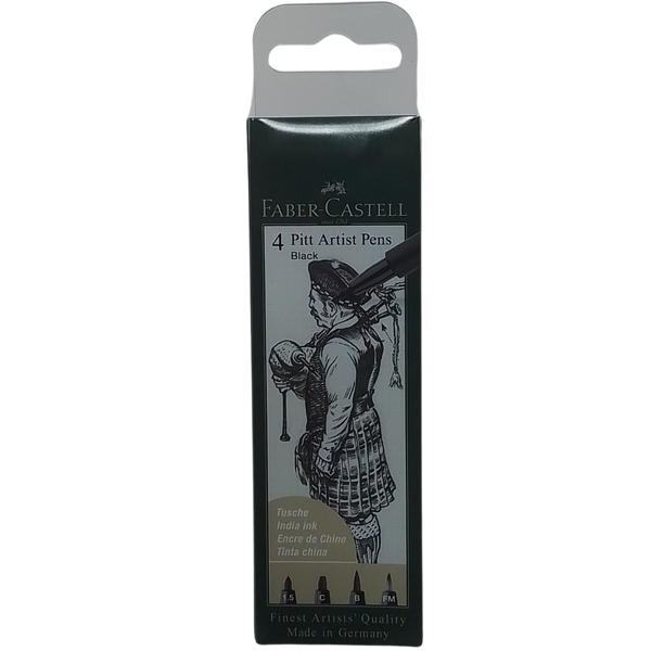 FABER-CASTELL - 4 PITT ARTIST PENS (BLACK)