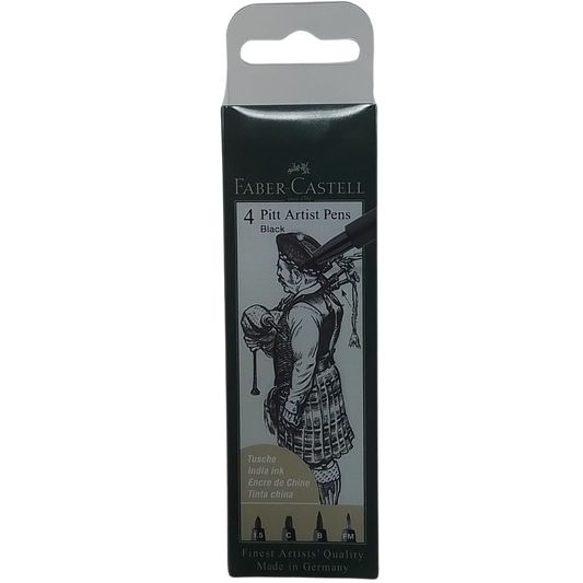 FABER-CASTELL - 4 PITT ARTIST PENS (BLACK)