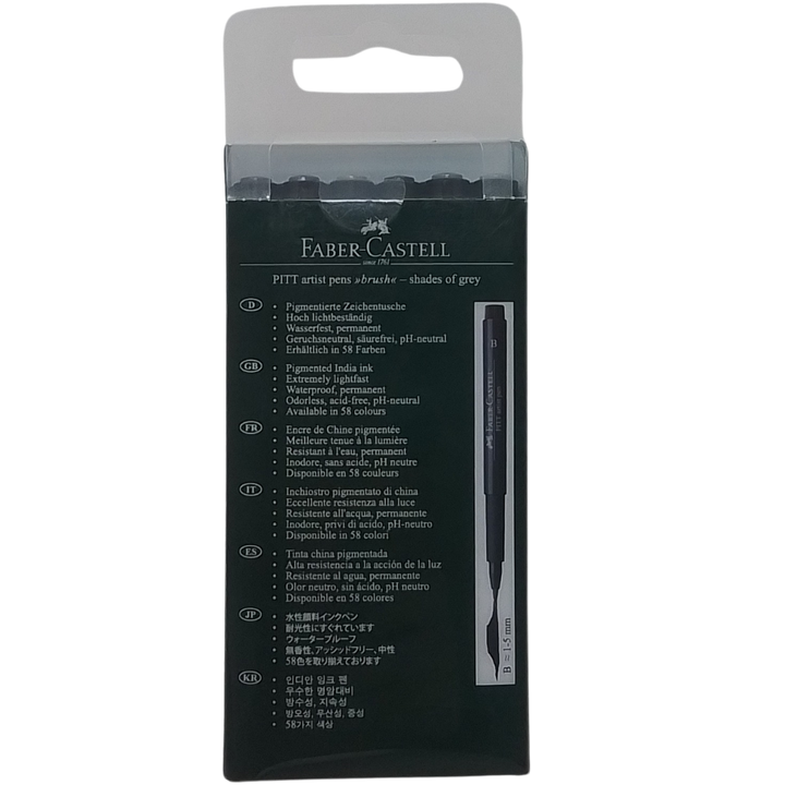 FABER-CASTELL - 6 PITT ARTIST PENS BRUSH (SHADES OF GREY)