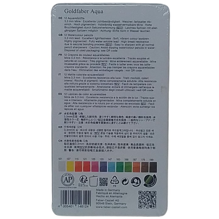 FABER-CASTELL - CONF. 12 GOLDFABER AQUA MATITE COLORATE ACQUERELLABILI