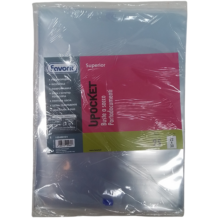 FAVORIT - 25 BUSTE A SACCO PORTA DOCUMENTI UPOCKET (SENZA FORI)
