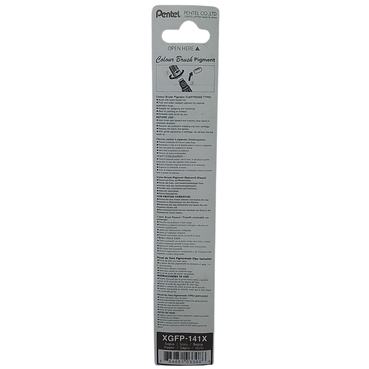 PENTEL - ARTS COLOUR BRUSH PIGMENT SEPPIA (PENNELLO RICARICABILE CON CARTUCCIA DI INCHIOSTRO INDELEBILE)