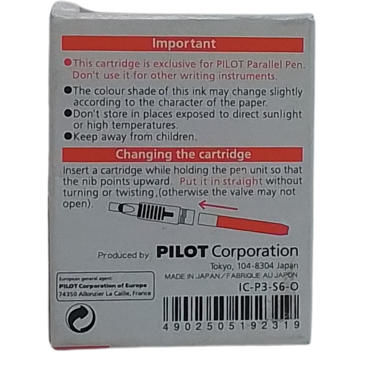 PILOT - CONF. 6 CARTUCCE PER PARALLEL PEN MIXABLE COLOUR ARANCIONE
