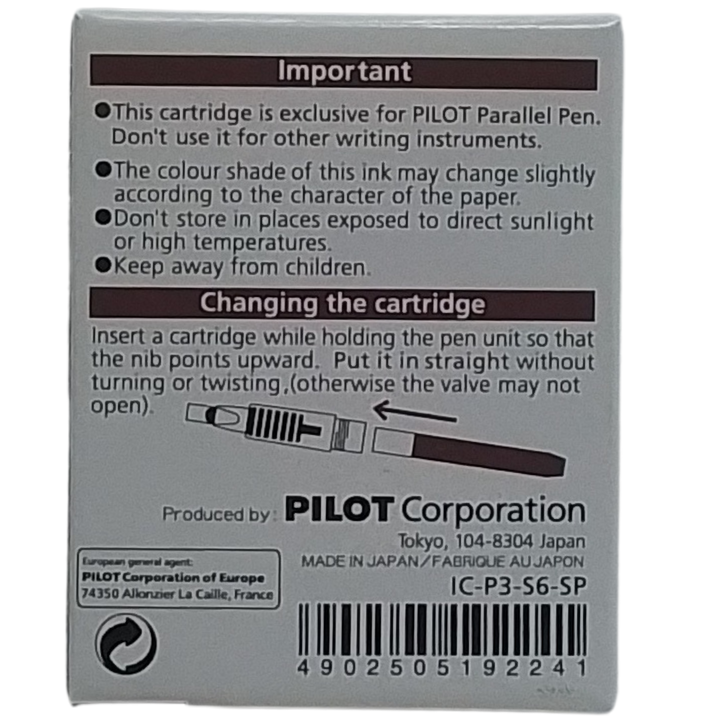 PILOT - CONF. 6 CARTUCCE PER PARALLEL PEN MIXABLE COLOUR SEPPIA