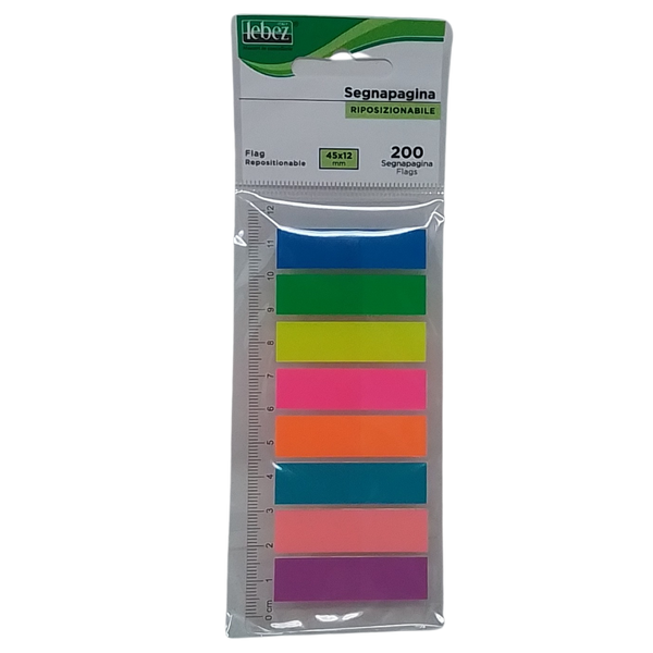 LEBEZ - 200 SEGNAPAGINA RIPOSIZIONABILI 45X12MM