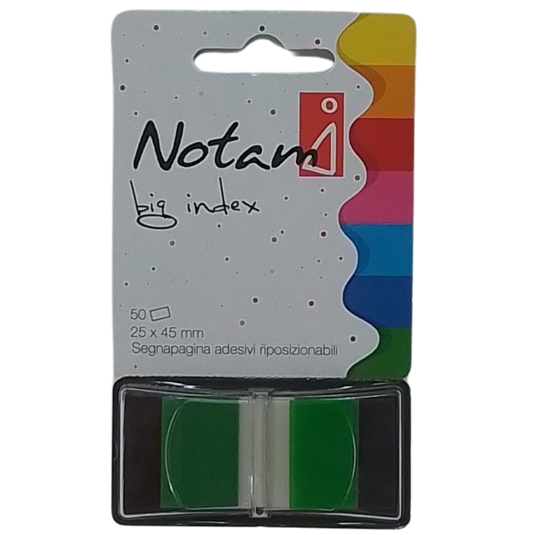 NOTAMI - BIG INDEX 50 SEGNAPAGINA ADESIVI RIPOSIZIONABILI 25X45MM VERDI