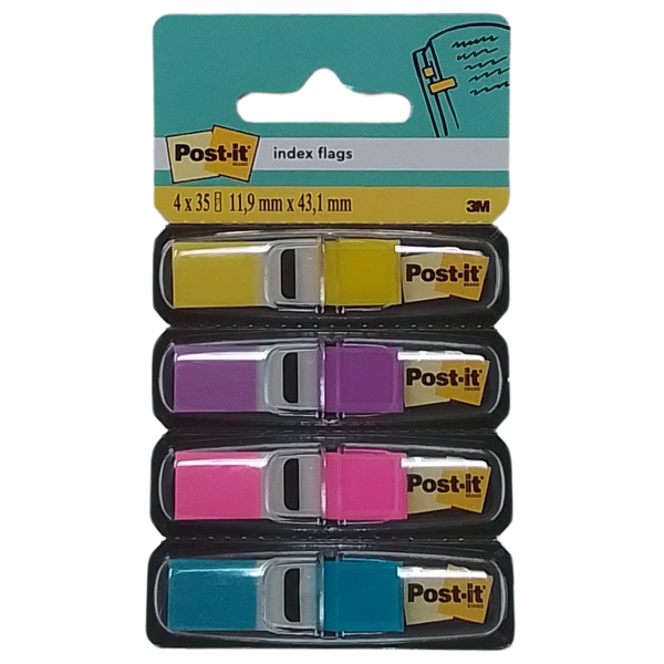 3M - POST-IT SEGNAPAGINA ADESIVI RIPOSIZIONABILI E SCRIVIBILI 11,9X43,1MM GIALLO/VIOLA/ROSA/AZZURRO
