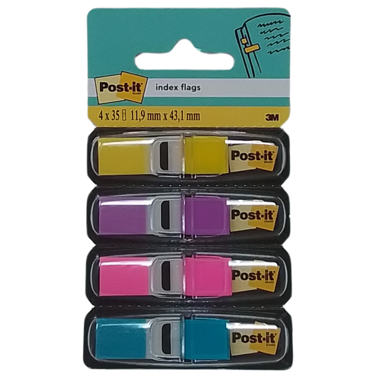 3M - POST-IT SEGNAPAGINA ADESIVI RIPOSIZIONABILI E SCRIVIBILI 11,9X43,1MM GIALLO/VIOLA/ROSA/AZZURRO