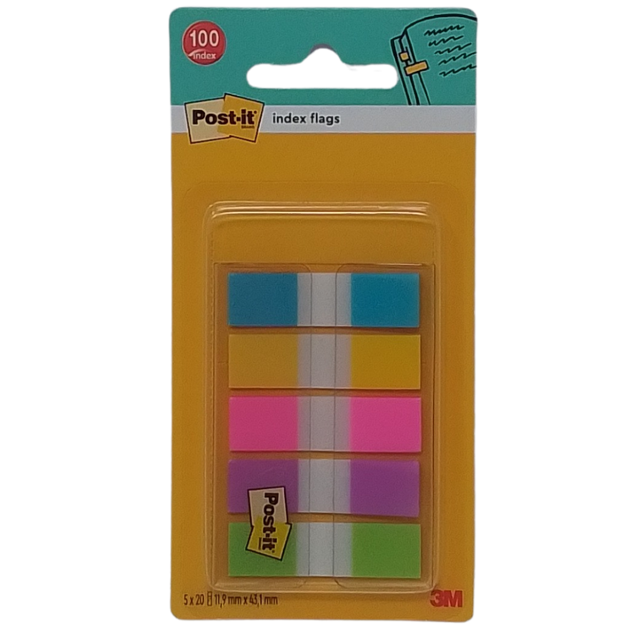 4508:3M - POST-IT SEGNAPAGINA ADESIVI RIPOSIZIONABILI E SCRIVIBILI 11,9X43,1MM BLU/GIALLO/ROSA/VIOLA/VERDE