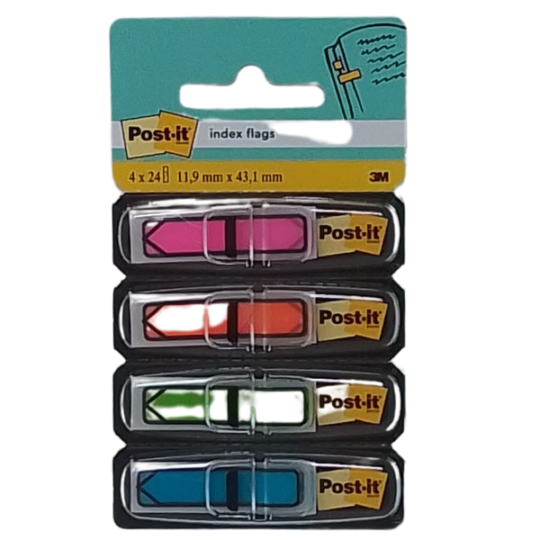 4510:3M - POST-IT SEGNAPAGINA ADESIVI A FRECCIA RIPOSIZIONABILI E SCRIVIBILI 11,9X43,1MM ROSA/ARANCIONE/VERDE/AZZURRO