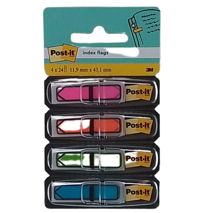 4510:3M - POST-IT SEGNAPAGINA ADESIVI A FRECCIA RIPOSIZIONABILI E SCRIVIBILI 11,9X43,1MM ROSA/ARANCIONE/VERDE/AZZURRO