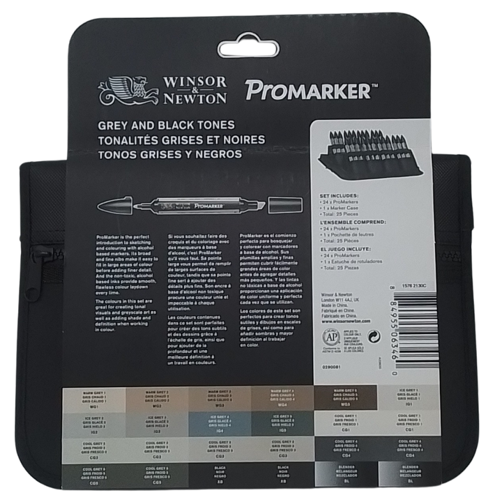 WINSOR & NEWTON - CONF. 24 PROMARKER TONI DI GRIGIO E NERO