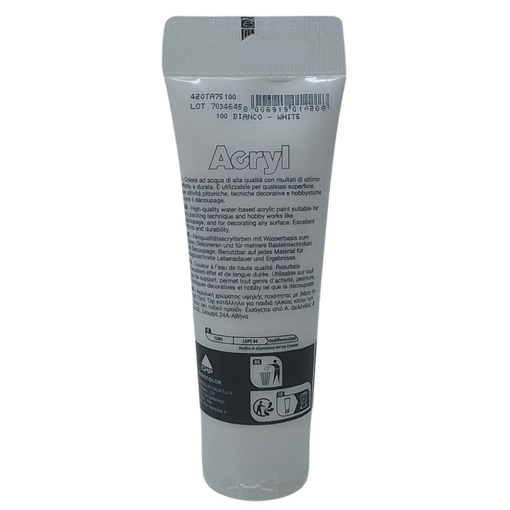 PRIMO - TUBETTO ACRYL 75ML 100 BIANCO