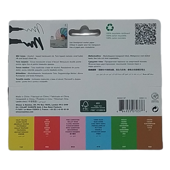 WINSOR & NEWTON - CONF. 6 PROMARKER TONALITÀ MEDIE