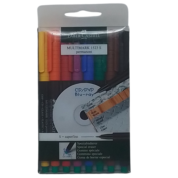 FABER-CASTELL - CONF. 8 PENNARELLI INDELEBILI MULTISUPERFICIE PUNTA S