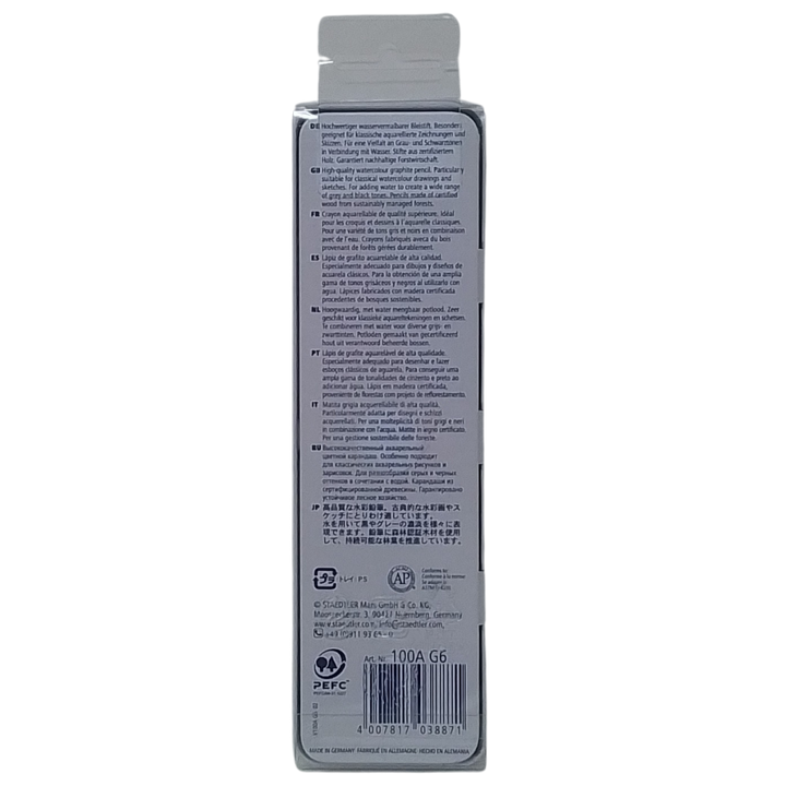STAEDTLER - MARS LUMOGRAPH AQUARELL CONF. 5 MATITE ACQUERELLABILI 8B-6B-4B + PENNELLO