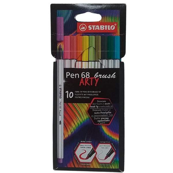STABILO - PEN 68 BRUSH ARTY CONF. 10 PENNARELLI CON PUNTA A PENNELLO