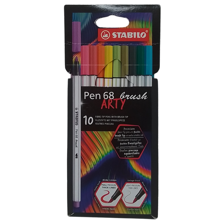 STABILO - PEN 68 BRUSH ARTY CONF. 10 PENNARELLI CON PUNTA A PENNELLO