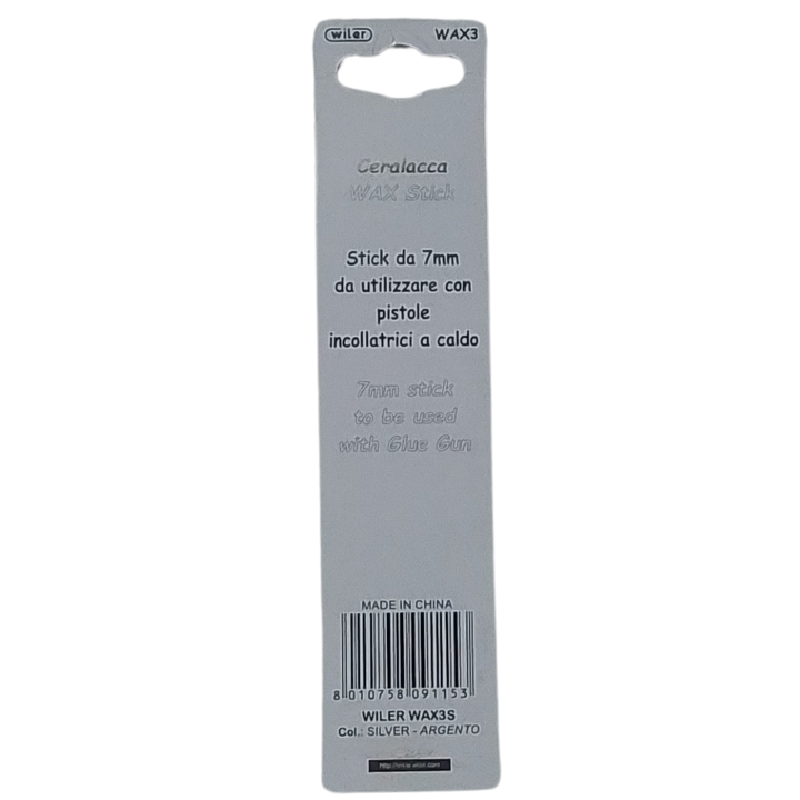 WILER - CONF. 3 STICK DI CERALACCA ARGENTO PER PISTOLA A CALDO