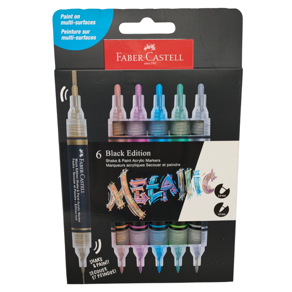 FABER-CASTELL - METALLIC (PENNARELLI MULTISUPERFICIE) 6 PENNARELLI DOPPIA PUNTA 1.0-3.0 mm