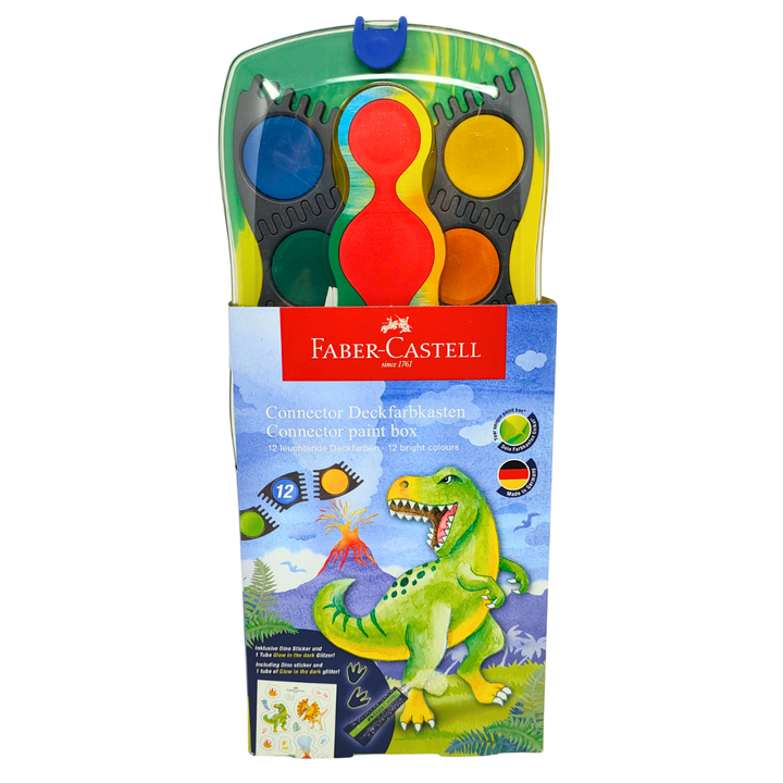 FABER-CASTELL - DINOSAUR 12 ACQUERELLI CONNECTOR + GEL FLUO