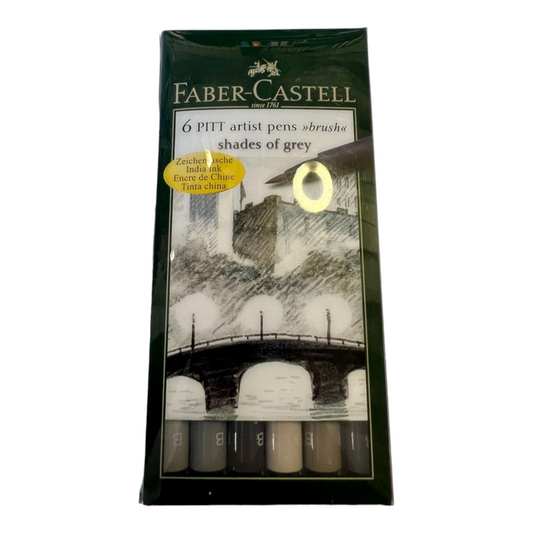 FABER CASTELL 6 PITT artist pens brush SHADES OF GREY