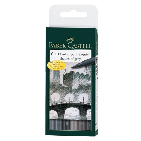 Faber Castell - 6 Pitt Artist Pens Shades of Grey